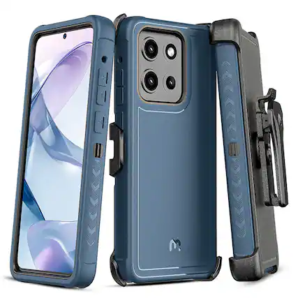 Front. Mybat Pro - MyBat Pro Maverick Series Case w/ Holster for Motorola Moto G Stylus 5G (2026) / Moto G Stylus 5G (2025) - Blue - Blue.