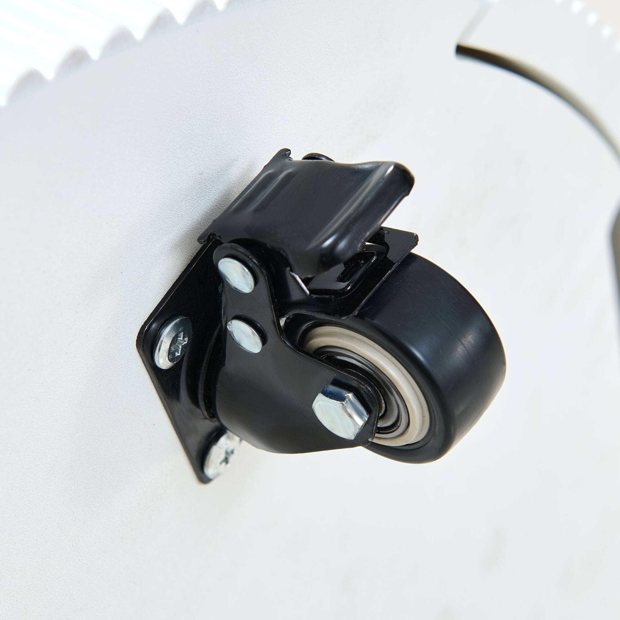 Alt View 9. GOODSILO - Modern Round Mobile Coffee Table with Two Drawers and Marble-Pattern Top - White.