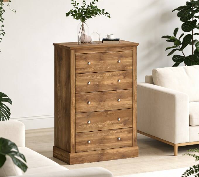 Alt View 1. Forest'nSky - Brown 5 drawer 31.1 in. Wide Chest of Drawers for Living Room - Brown.