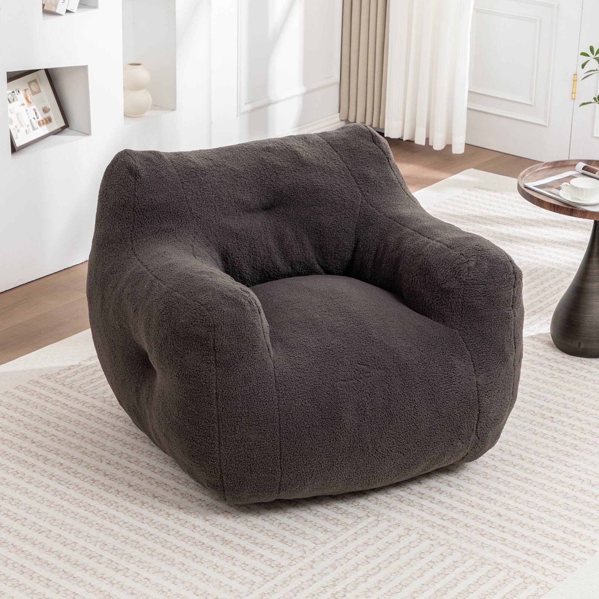 Alt View 7. GOODSILO - Bean Bag Sofa Chair with Armrests - Stuffed High-Density Foam, Lazy Comfy Chair for Adults, Living Room, Bedroom Reading - Dark Gray.