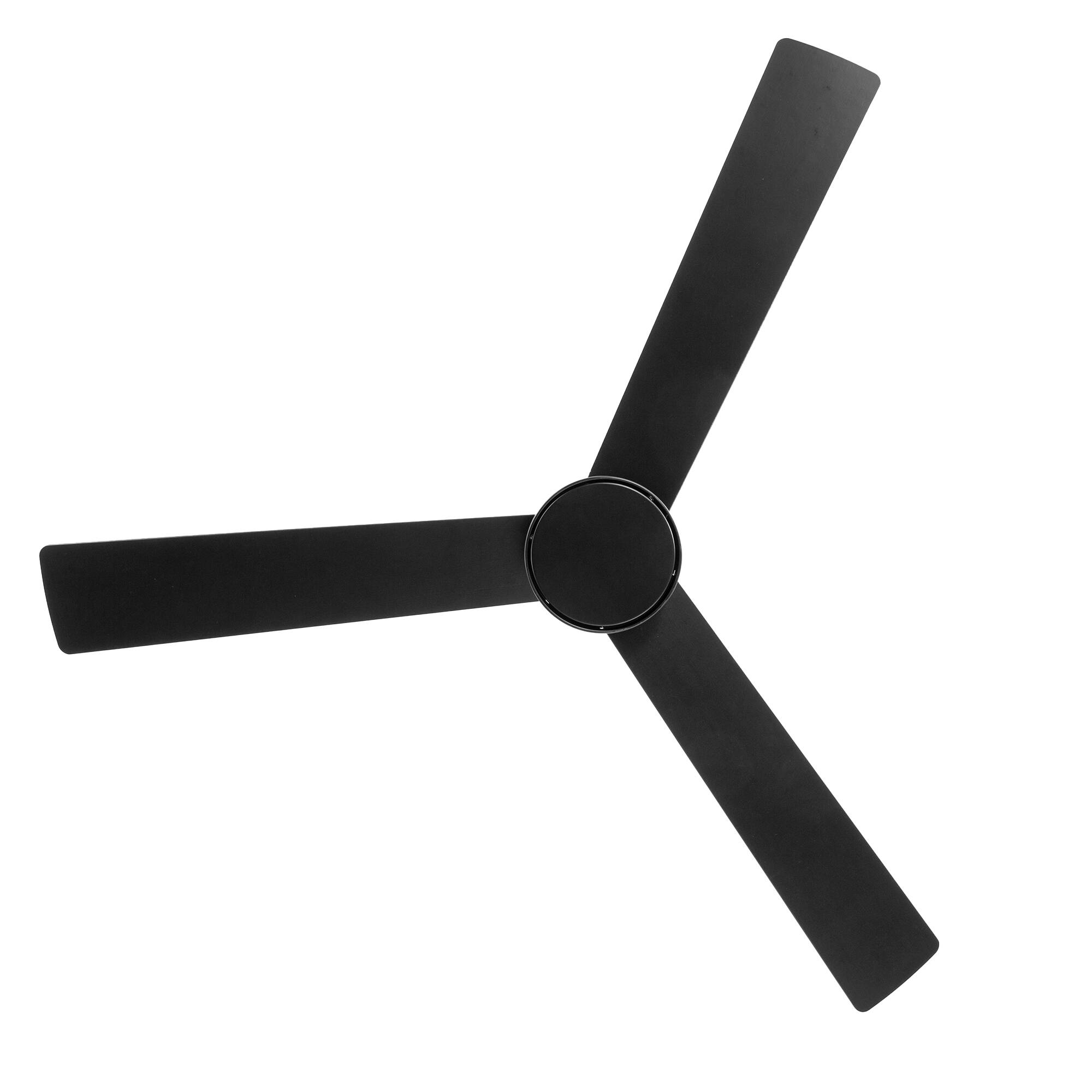Alt View 9. Breezary - 52" Indoor Ceiling Fan, 3 Plywood Blades, 6-Speed DC Motor, Remote & Timer, 5" & 10" Downrods, LED Light/No Light Option - Matte Black (Without Light).