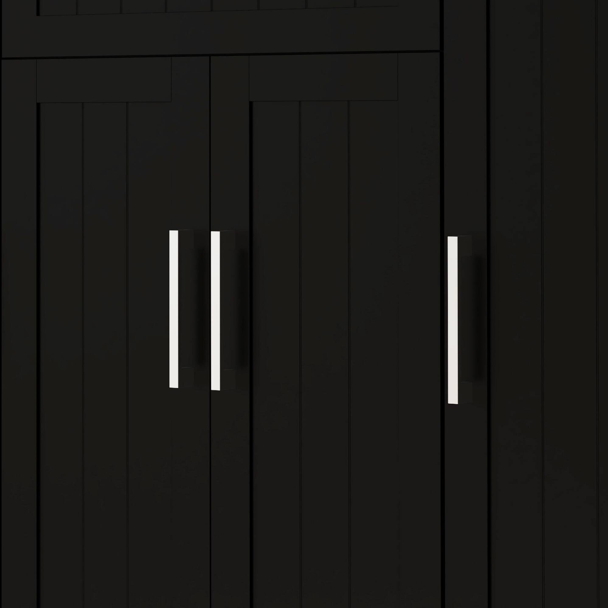 Alt View 7. Homcom - Kitchen Island on Wheels, Rolling Cart with Rubberwood Top, Drawer, Spice Rack, Towel Rack & Storage Cabinet - black.