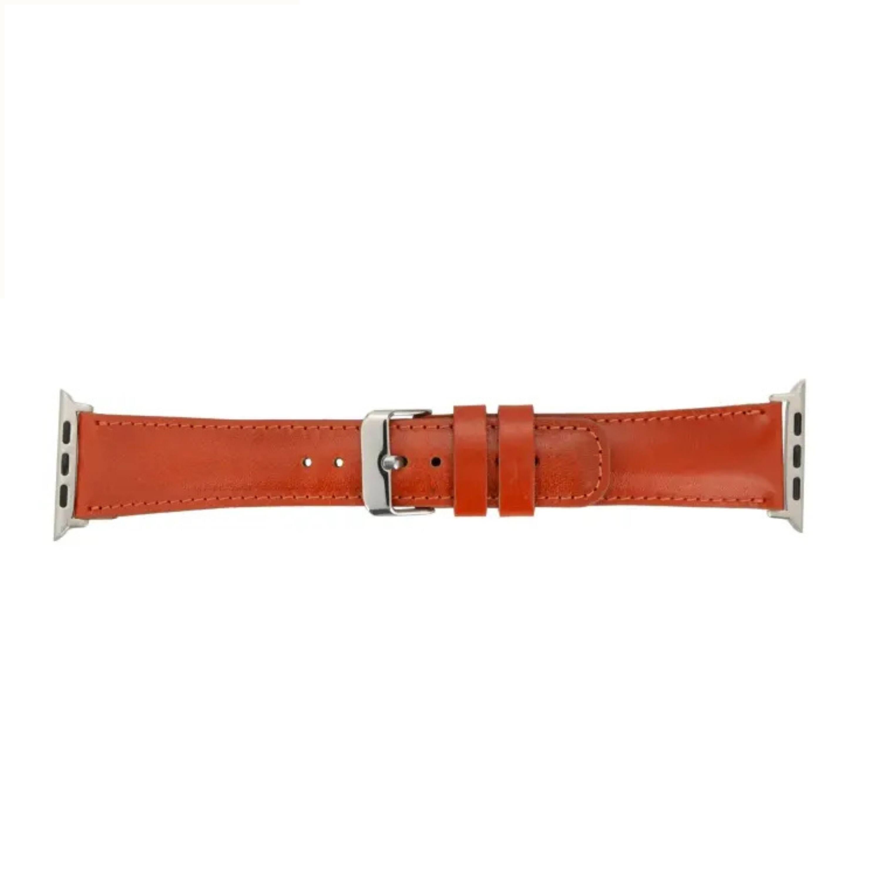 Alt View 1. Kitcheniva - Leather Watch Band Compatible With Apple Watch Ultra Series 8 7 And SE 38mm to 41mm Orange - Orange.