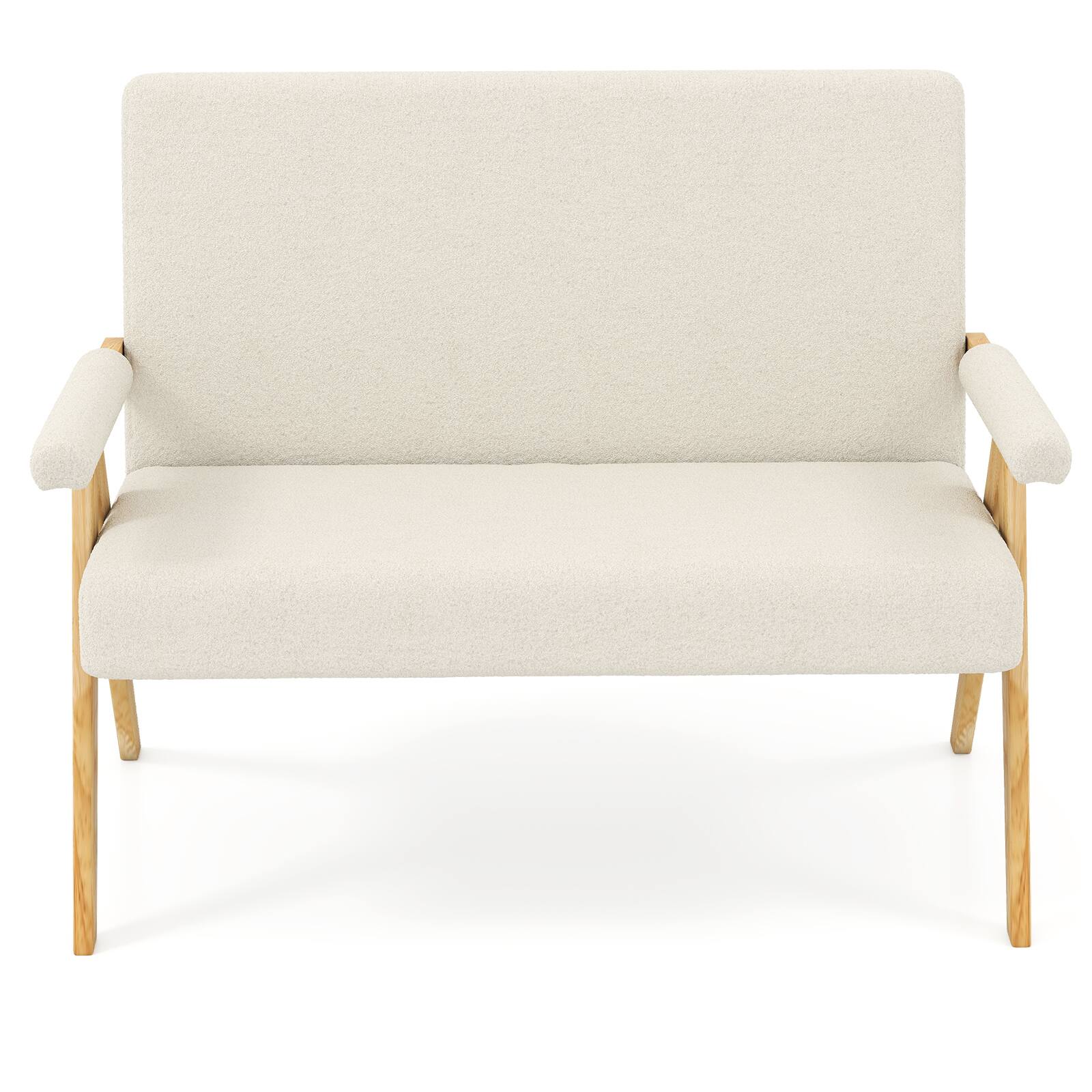 Alt View 9. Gymax - Gymax Loveseat Sofa Upholstered Sherpa Couch w/Armrests & Wooden Legs for Living Room Beige - Beige.