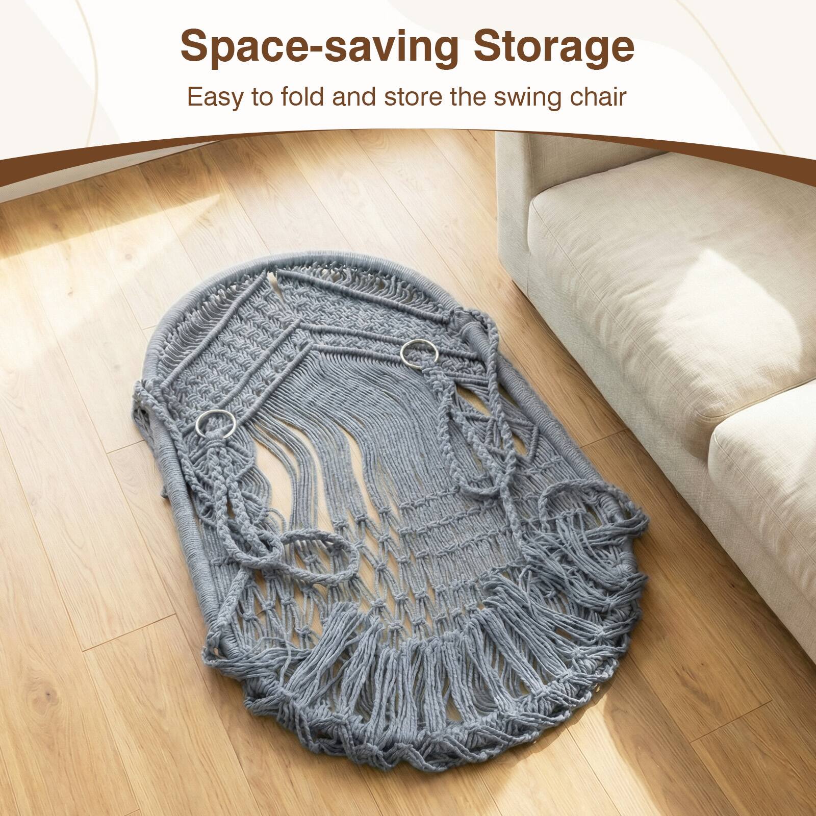 Space-saving Storage  
Easy to fold and store the swing chair