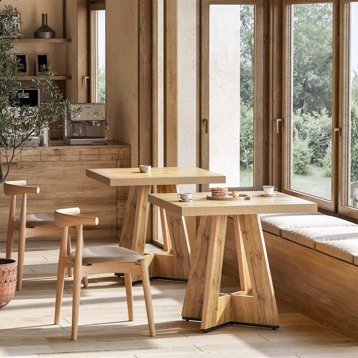 Alt View 1. Tribesigns - Dining Table with Engineered Wood Construction and Square Top for Dining Room and Kitchen - Light Brown.