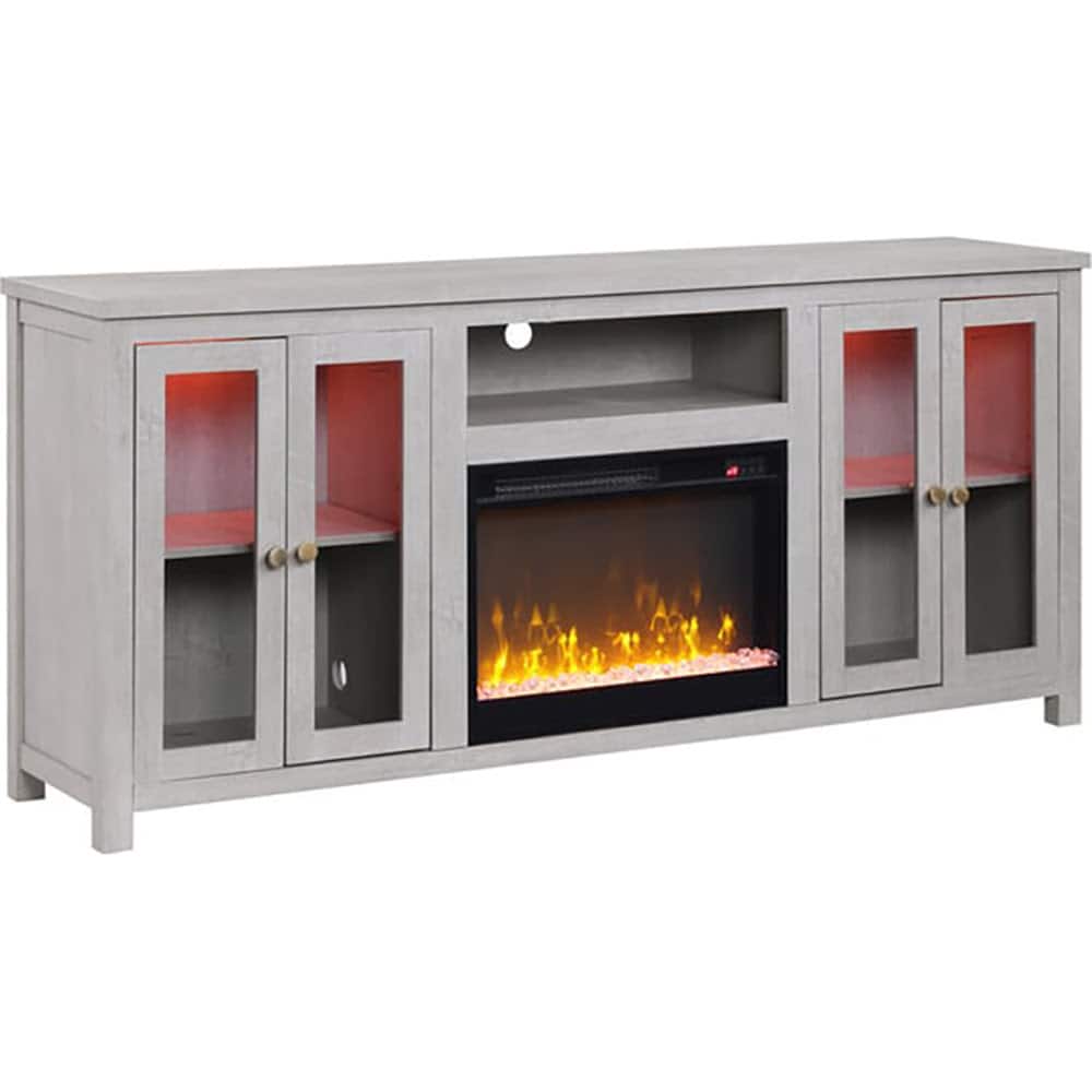 Lilola Home - Ellington 70" TV Stand with Fireplace - White Walnut