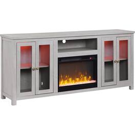 Lilola Home - Ellington 70" TV Stand with Fireplace - White Walnut