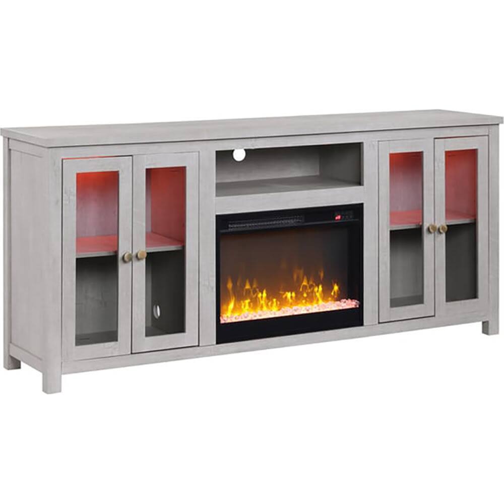 Front. Lilola Home - Ellington 70" TV Stand with Fireplace - White Walnut - White Walnut.