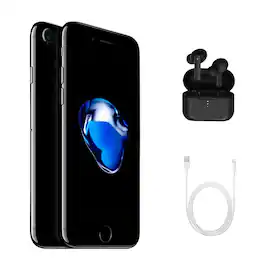 Apple - Refurbished Excellent - iPhone 7 A1660 (Fully Unlocked) 32GB w/ Wireless Earbuds - Jet Black