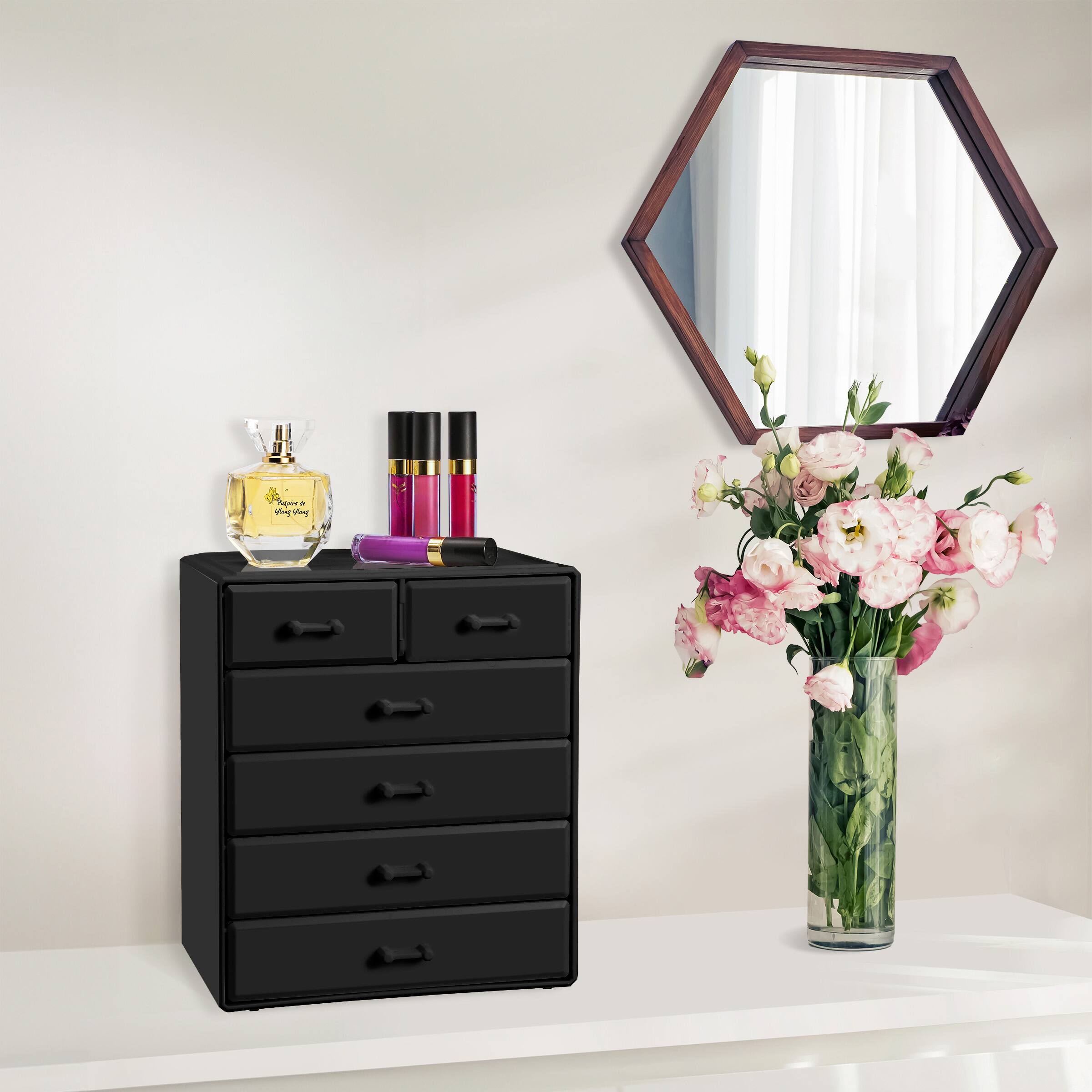 Back. Sorbus - Sorbus 6 Drawer Makeup Organizer Case (Black) - Black.