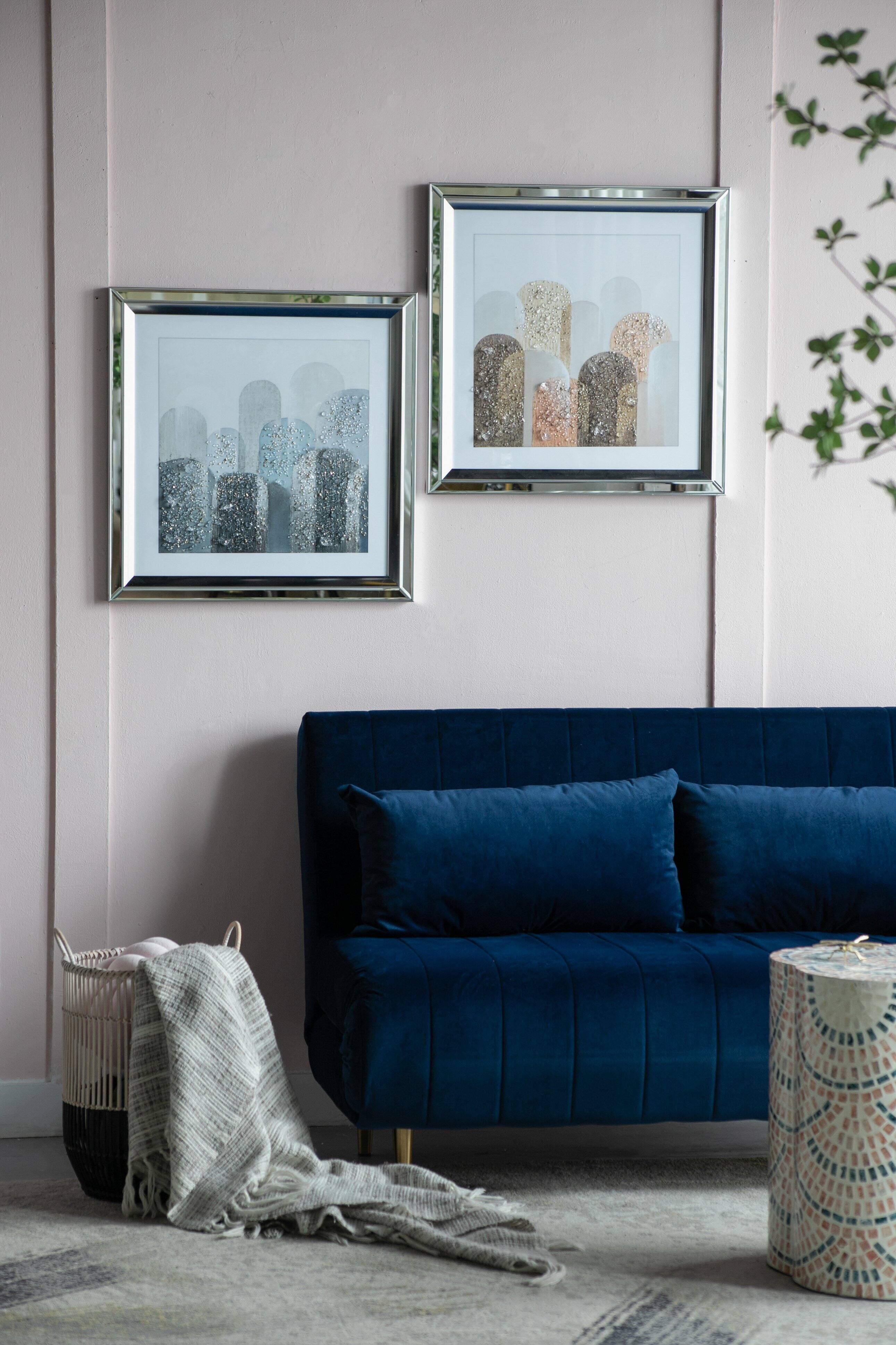 Front. APRILSOUL - Crystal Mirror Framed Wall Art Mellow Golden Tint Background - Brown.