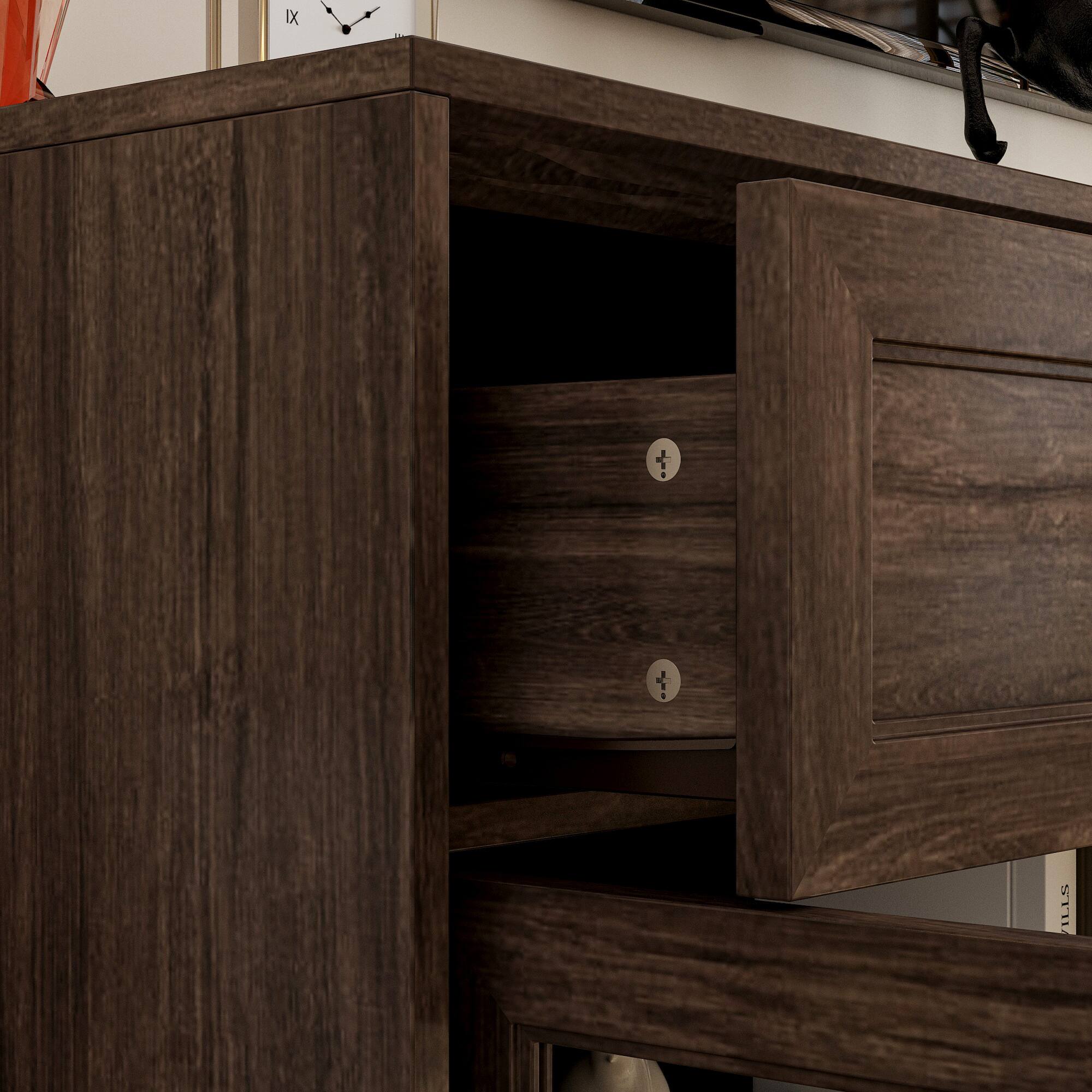 Alt View 8. Famapy - Famapy Wood - Grain Glass - Door Storage & Display Cabinet：Elevate Your Home with Timeless Charm - Brown.