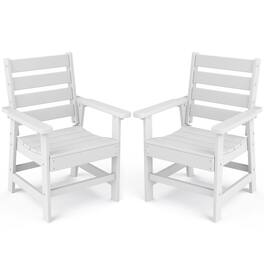FODINGHILL - 2-Piece Outdoor dining Chair, Premium HDPE Patio Chair with Armrests, All-Weather Comfort for Backyard, Deck & Poolside - White