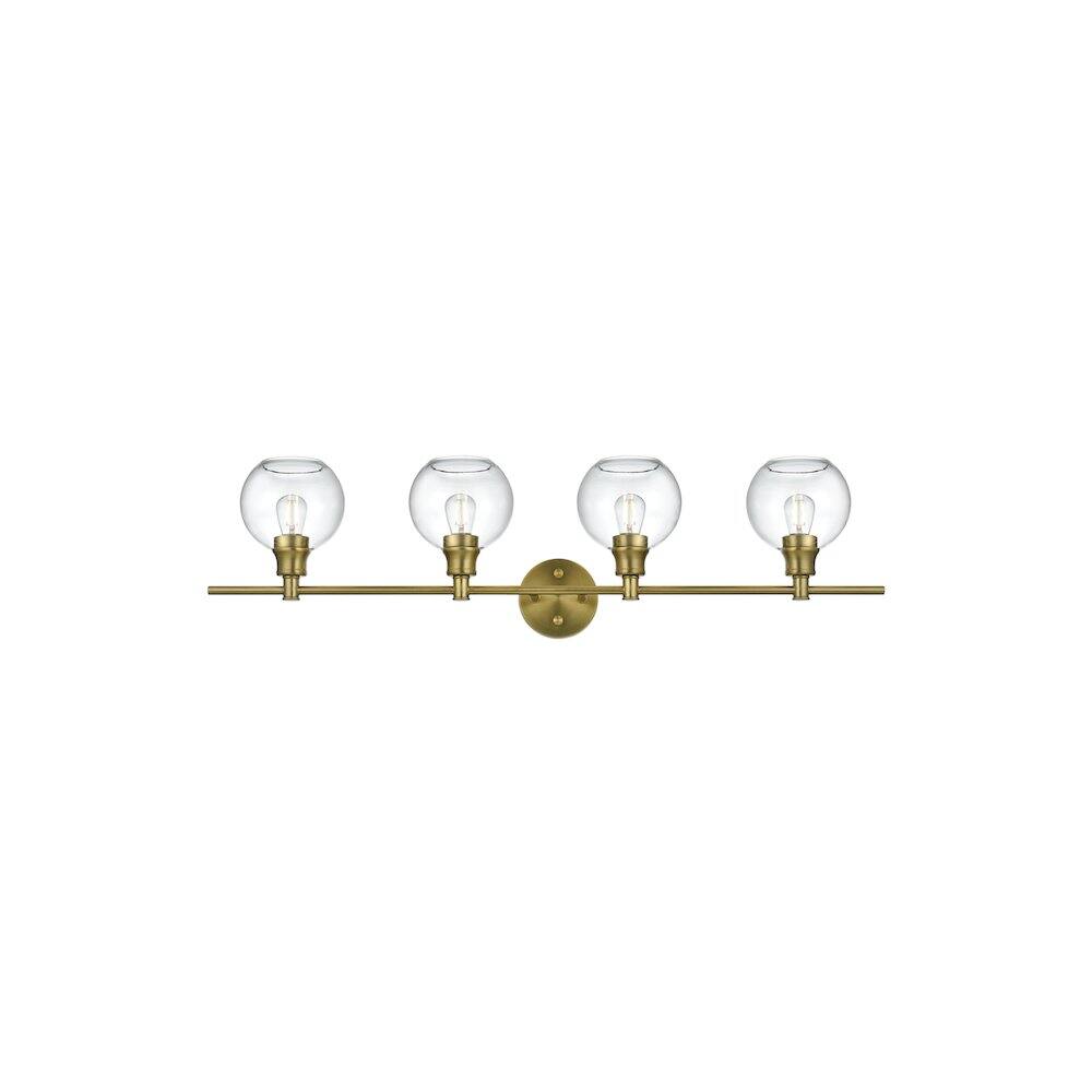 Back. Living District - Collier 4 Light Satin Gold and Clear Glass Wall Sconce - Satin Gold.