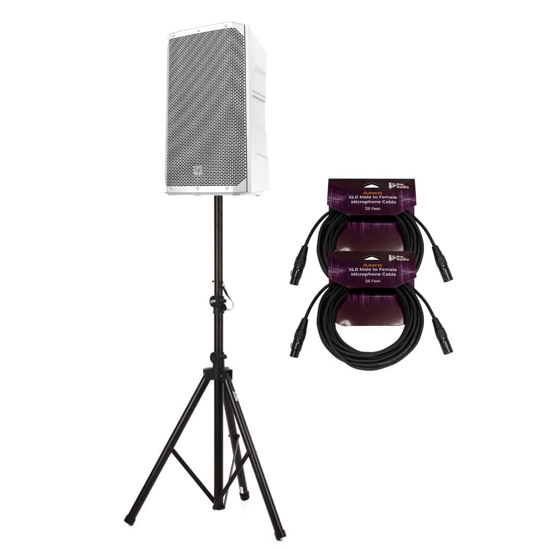 Electro-Voice - Electro Voice ELX200 12P W 1200W White Loudspeaker and Speaker Stand Bundle