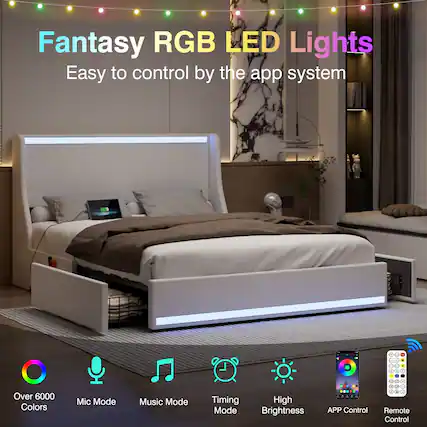 Fantasy RGB LED Lights
Easy to control by the app system
- Over 6000 Colors
- Mic Mode
- Music Mode
- Timing Mode
- High Brightness
- APP Control
- Remote Control