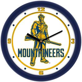 MpDirect - West Virginia Mountaineers 11.5'' Suntime Premium Glass Face Traditional Logo Wall Clock - Multicolor