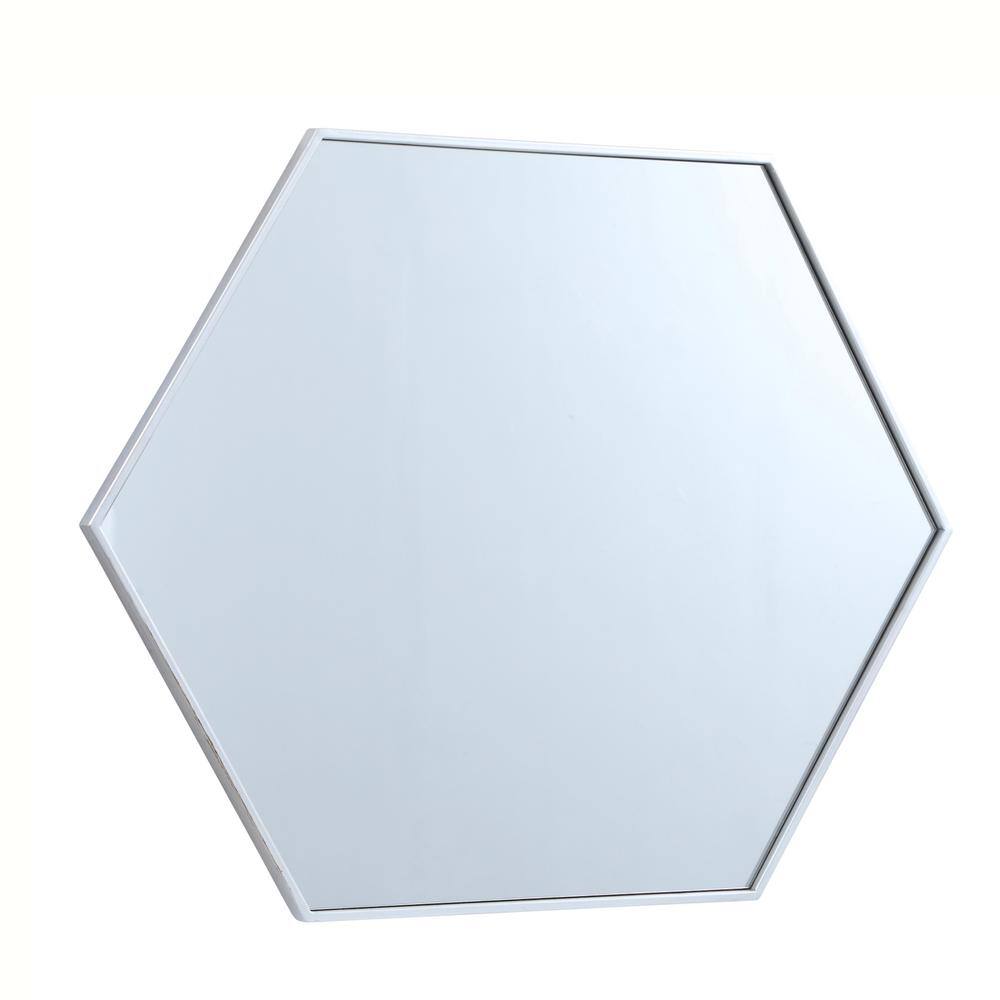 Left. Elegant Decor - Metal frame hexagon mirror 30 inch in silver - Silver.