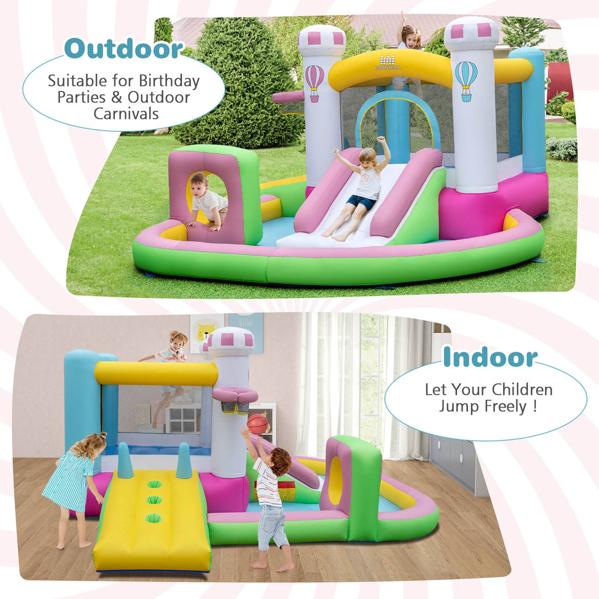 Outdoor Suitable for Birthday Parties & Outdoor Carnivals. Indoor Let Your Children Jump Freely!