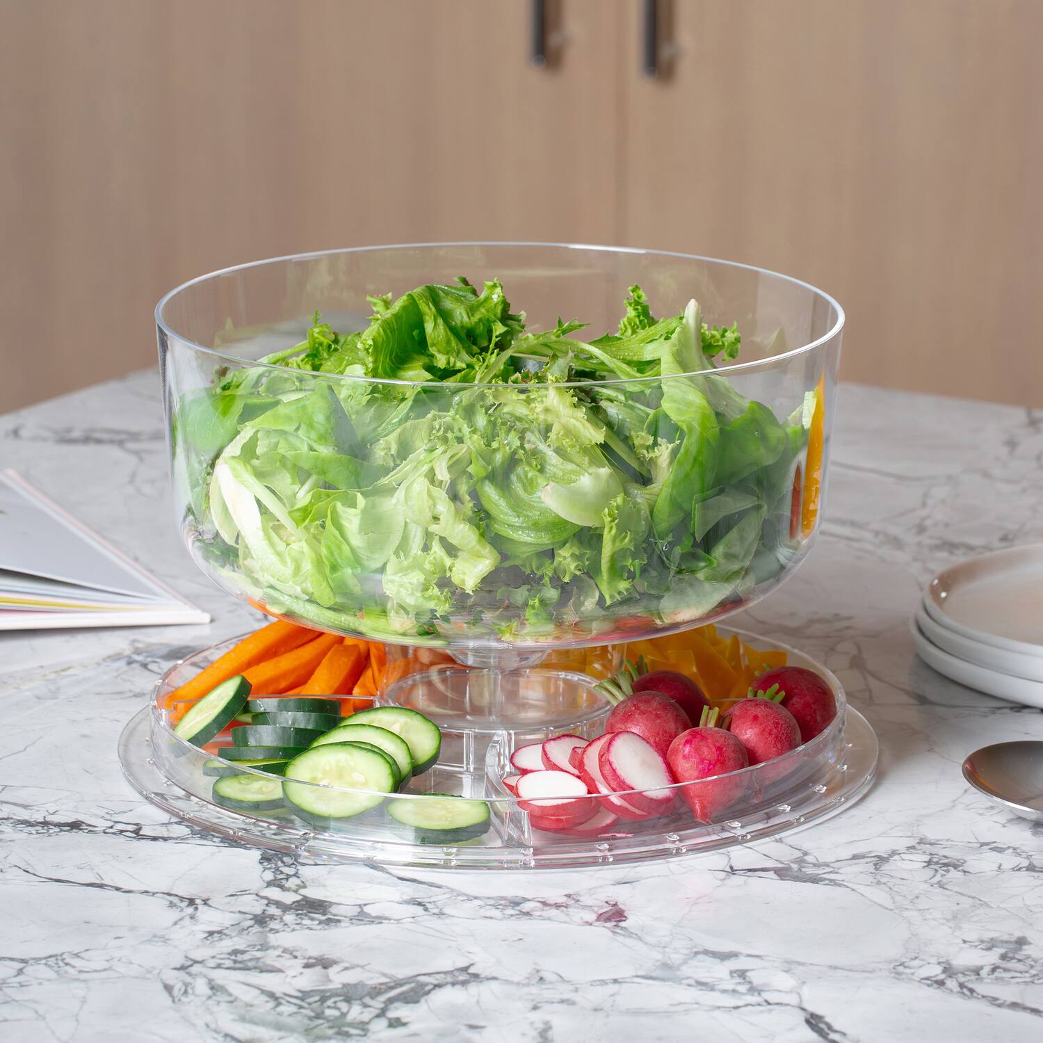 Alt View 1. Better Houseware - Better Houseware 885 Convertible 3-piece Clear-acrylic Cake Cover Set - clear.