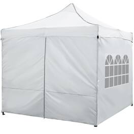 Mondawe - 10 x 10 FT Pop-Up Canopy Tent with 4 Sidewalls and Wheeled Bag - White
