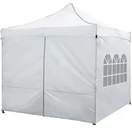 Front. Mondawe - 10 x 10 FT Pop-Up Canopy Tent with 4 Sidewalls and Wheeled Bag - White.