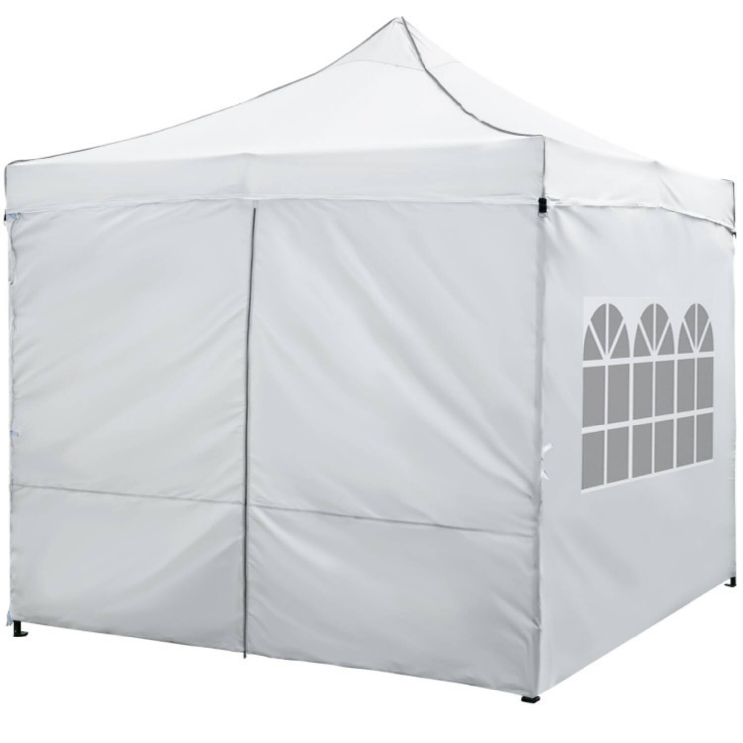 Front. Mondawe - 10 x 10 FT Pop-Up Canopy Tent with 4 Sidewalls and Wheeled Bag - White.