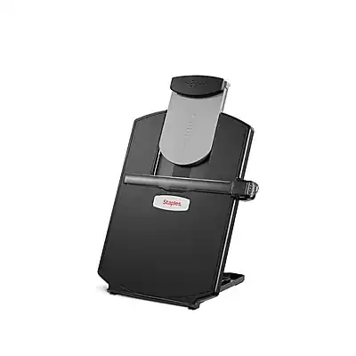 Front. Staples - Plastic Document Stand with Clip & Guide Bar - Black.