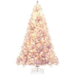 Resenkos - Medium Pre-Lit Tinsel Artificial Christmas Tree - Lights - Pink