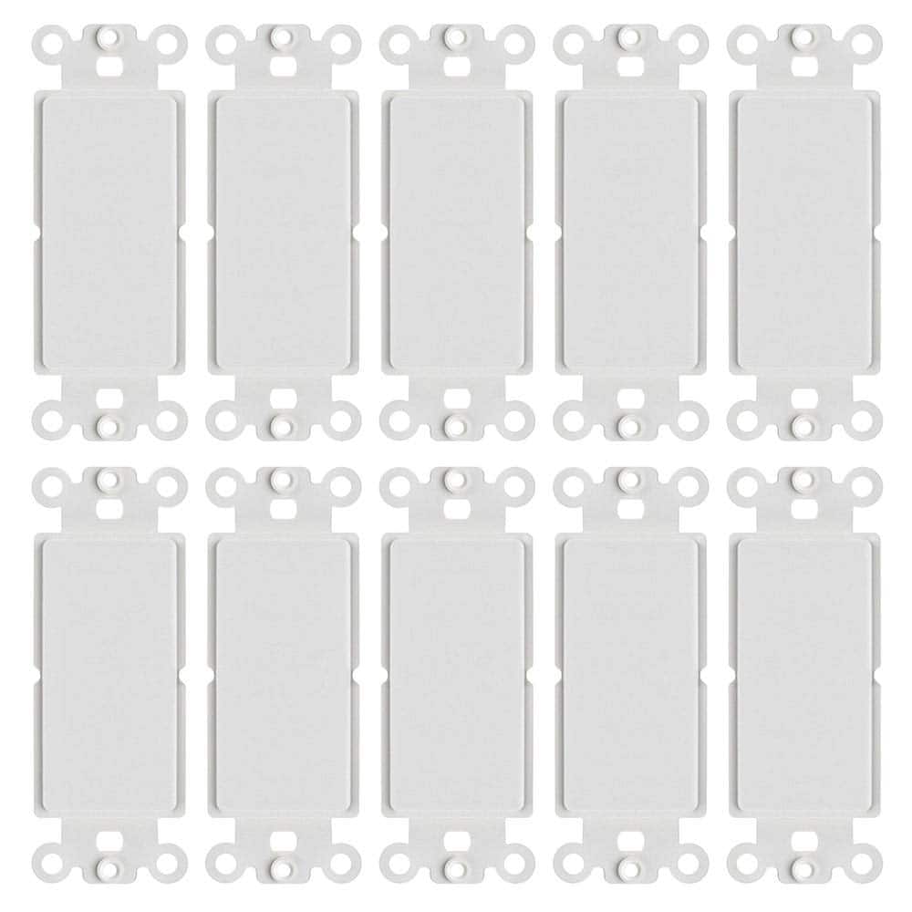 Cmple.com - Cmple - Decorator Wall Plate Insert Decorative Faceplate Standard Keystone Wall Plate Cover - Blank - 10 Pack - White