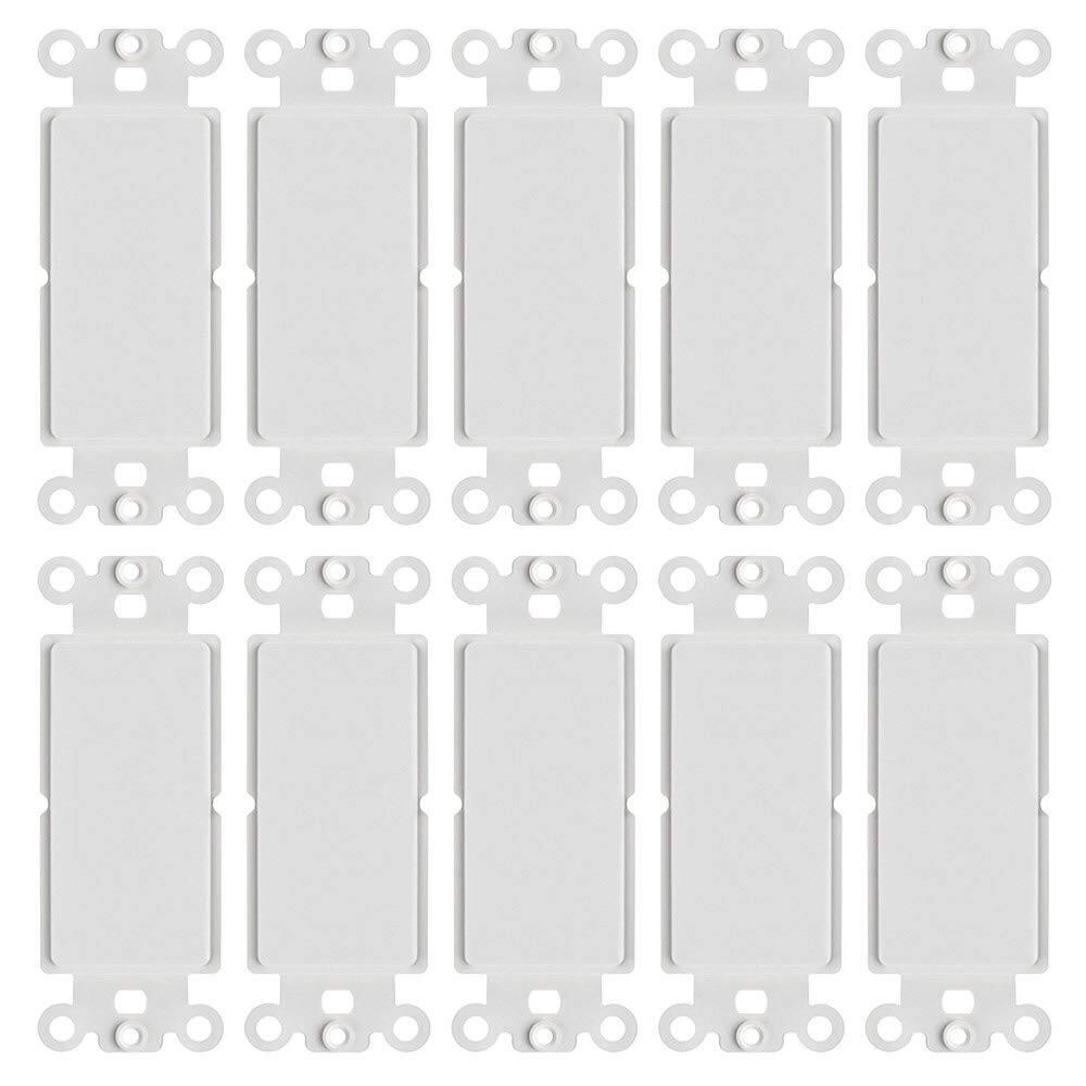 Front. Cmple.com - Cmple - Decorator Wall Plate Insert Decorative Faceplate Standard Keystone Wall Plate Cover - Blank - 10 Pack - White.
