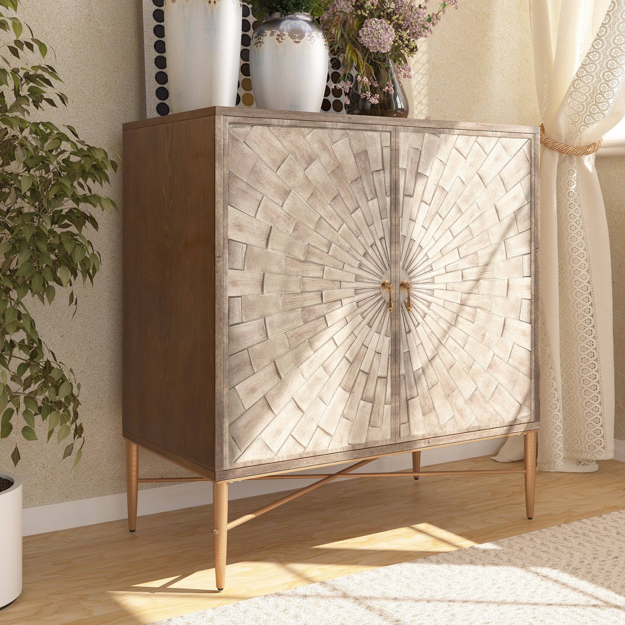 Alt View 9. Boyel Living - Vintage Wood Storage 2 Door Accent Cabinet - White.