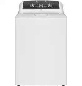 GE - 4.3 Cu. Ft. High-Efficiency Top Load Washer with 5 Year Limited Parts and Labor Warranty - White with Black Stainless Steel