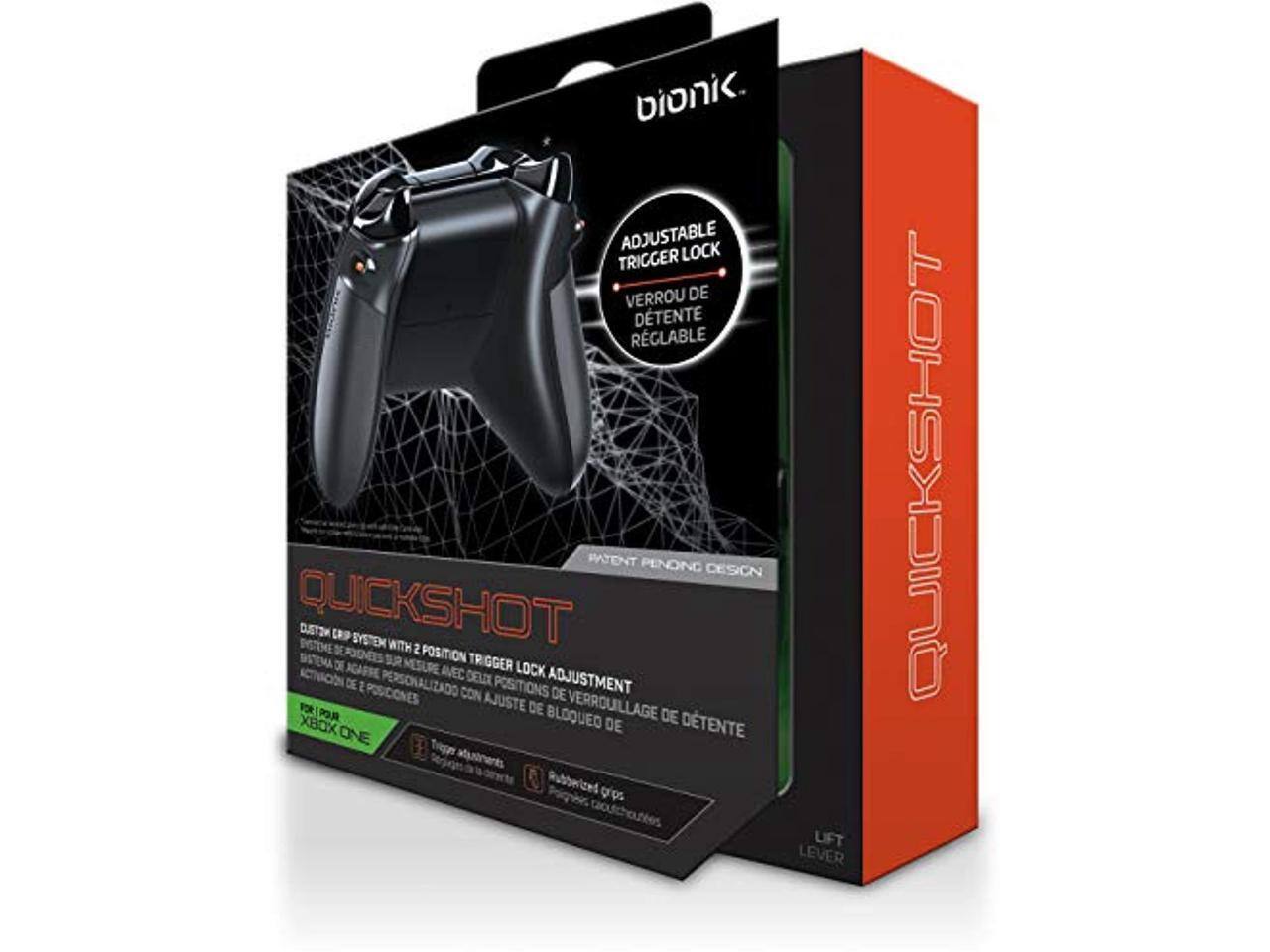 bionic.  
ADJUSTABLE LOCK TRIGGER  
VERROU DE DTENTE RÉGLABLE  
PATENT PENDING  
QUICKSHOT  
CUSTOM LP SYSTEM WITH 2 POSITION TRIGGER LOCK ADJUSTMENT  
DE SR TRIGGER AVEC DELIX LOCK DE 2 POSICIONES PERSONALIZADO CON POSITIONS ADJUSTMENT  
XBOX ONE  
GPS LIFT LEVER  
QUICKSHOT