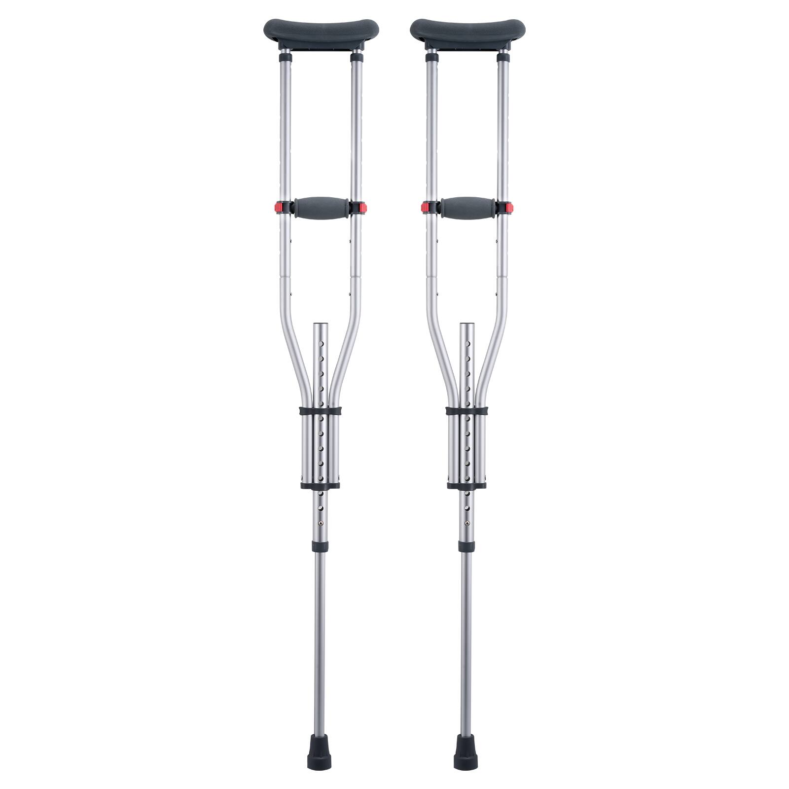 Alt View 5. VEVOR - Underarm Crutches, 13-Level Height Adjustable Underarm Walking Crutches, Lightweight Aluminum Crutches - Rubber parts: Grey ; Aluminum tube: Original.