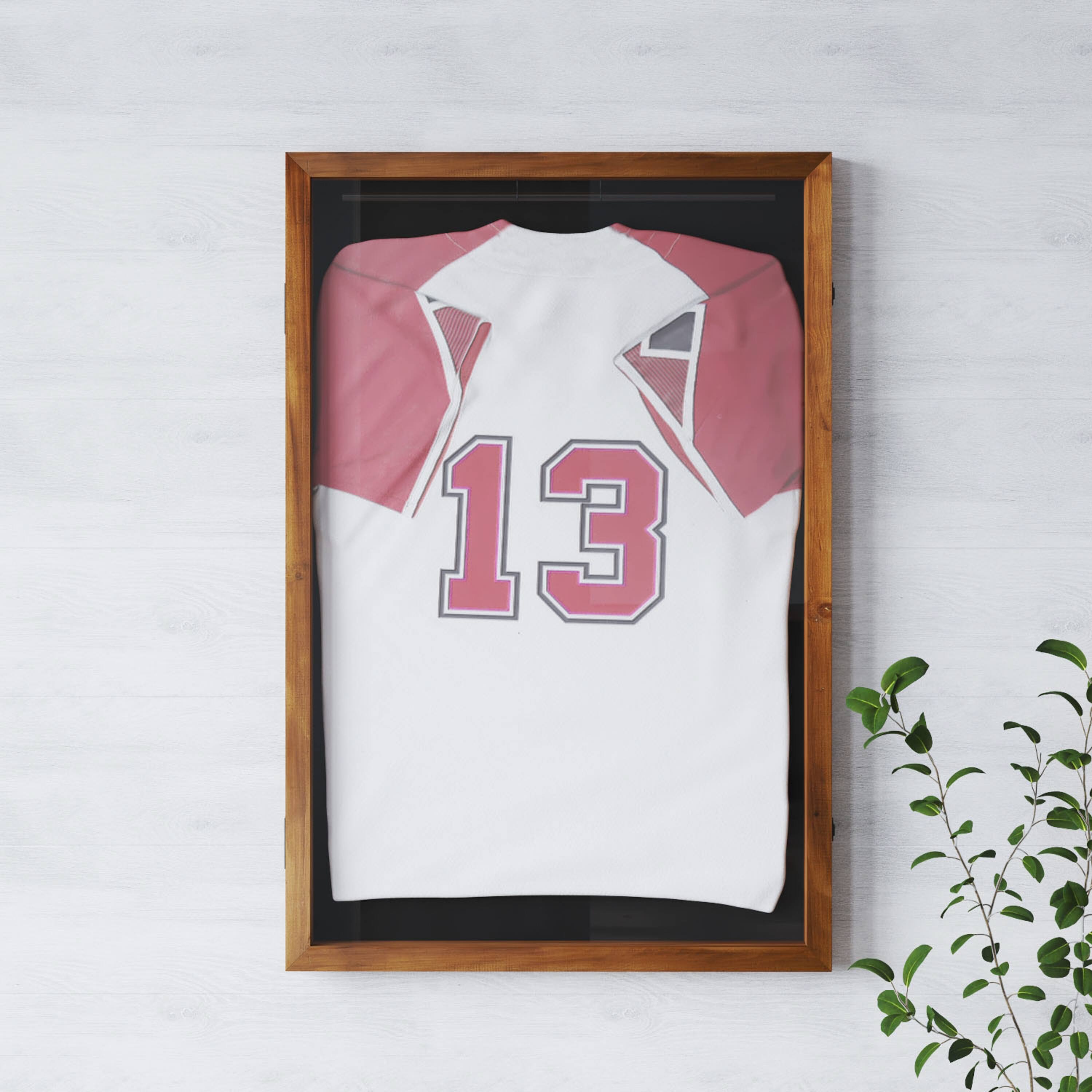 Alt View 4. Emma + Oliver - Wooden Jersey Display Case with Foam Board and Keyed Lock - Rustic Brown.