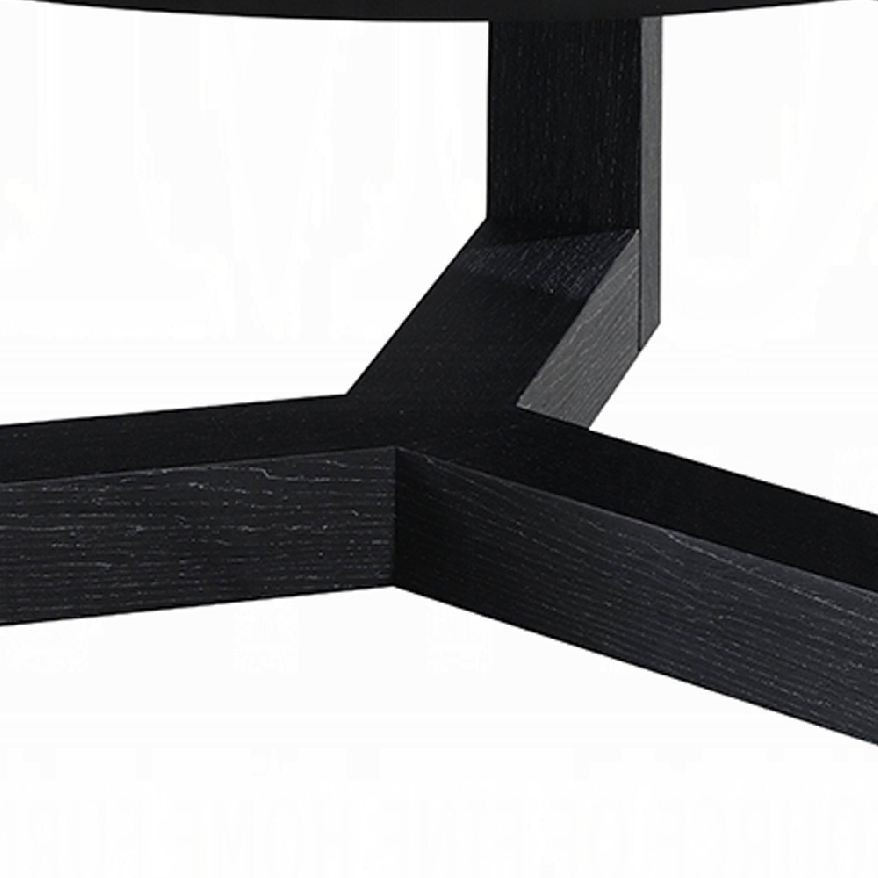 Alt View 3. Manhattan Lane - Kia Coffee Table, Round Marble Top and Three Leg Wood Base,32 Inch - Black.