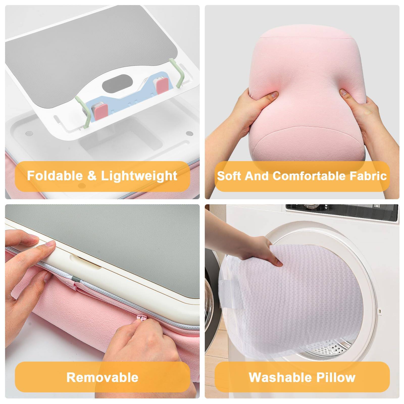 Foldable & Lightweight  
Soft And Comfortable Fabric  
Removable  
Washable Pillow