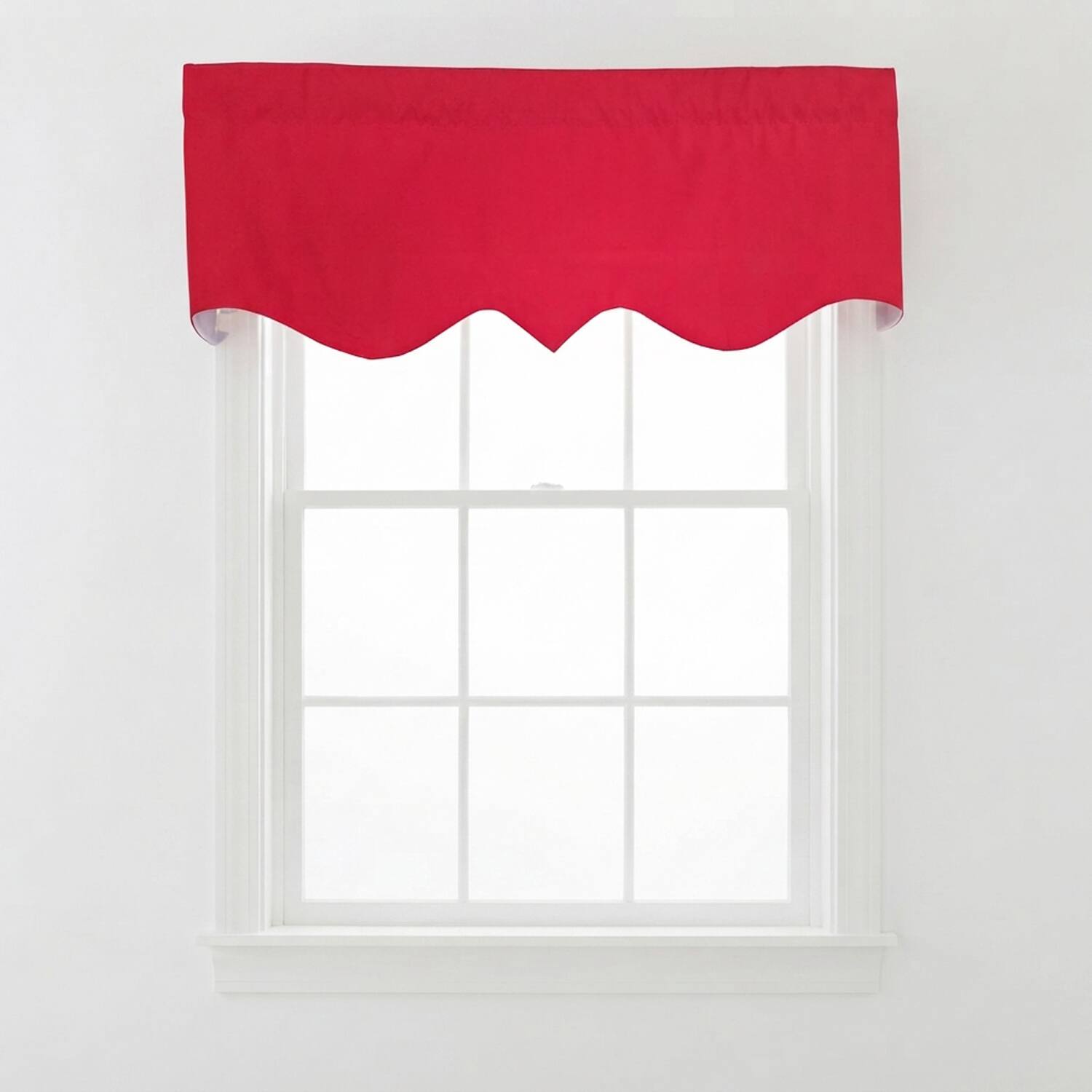 Front. RLF Home - RLF Home 100% Cotton Pure Solid Regal Lined Window Valance 50" x 17" Lip Stick Red - Lip Stick Red.