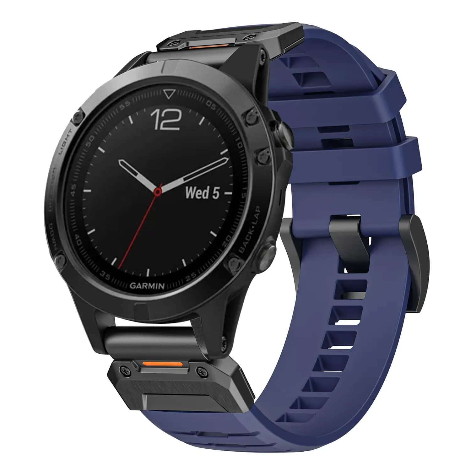 Photos - Smartwatches Elite StrapsCo -  FKM Strap QuickFit 22 Watch Band For Garmin Fenix 5 & 5 Plus - Midnight f5.g.fk1.5-22 