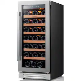 Ca'Lefort - 15" Wine Cooler Refrigerator, 33 Bottles, 40-65°F, Glass Door, 3LED, Built-In/Freestanding, 3.0 cu. ft - Stainless Steel
