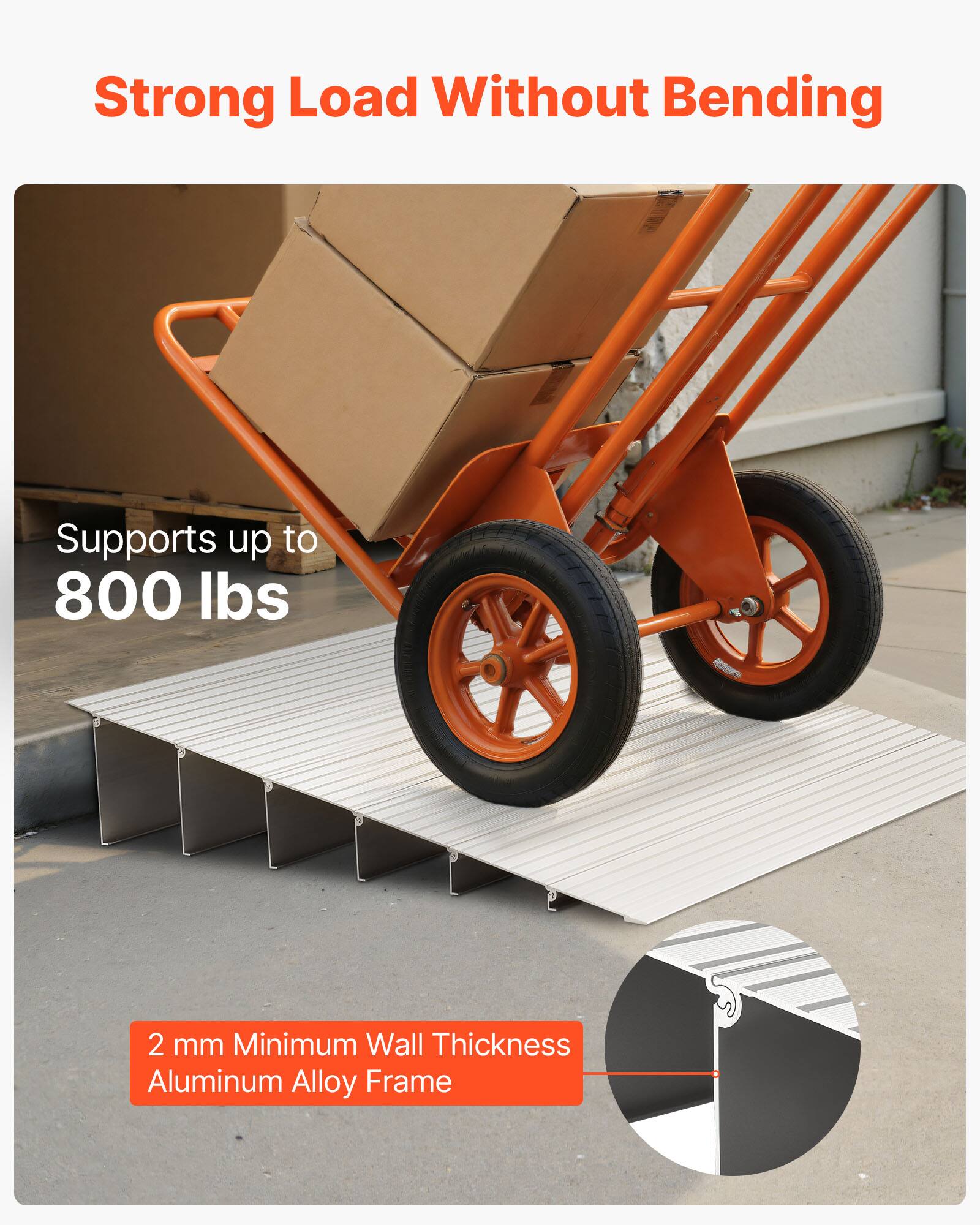 Strong Load Without Bending

Supports up to 800 lbs

2 mm Minimum Wall Thickness Aluminum Alloy Frame