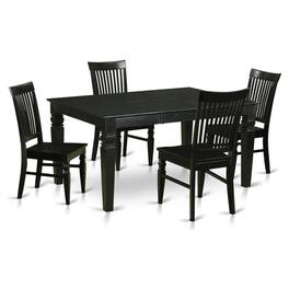 FurniFact - Black 5 Piece Dining Table Set with Chairs - Black & Cherry