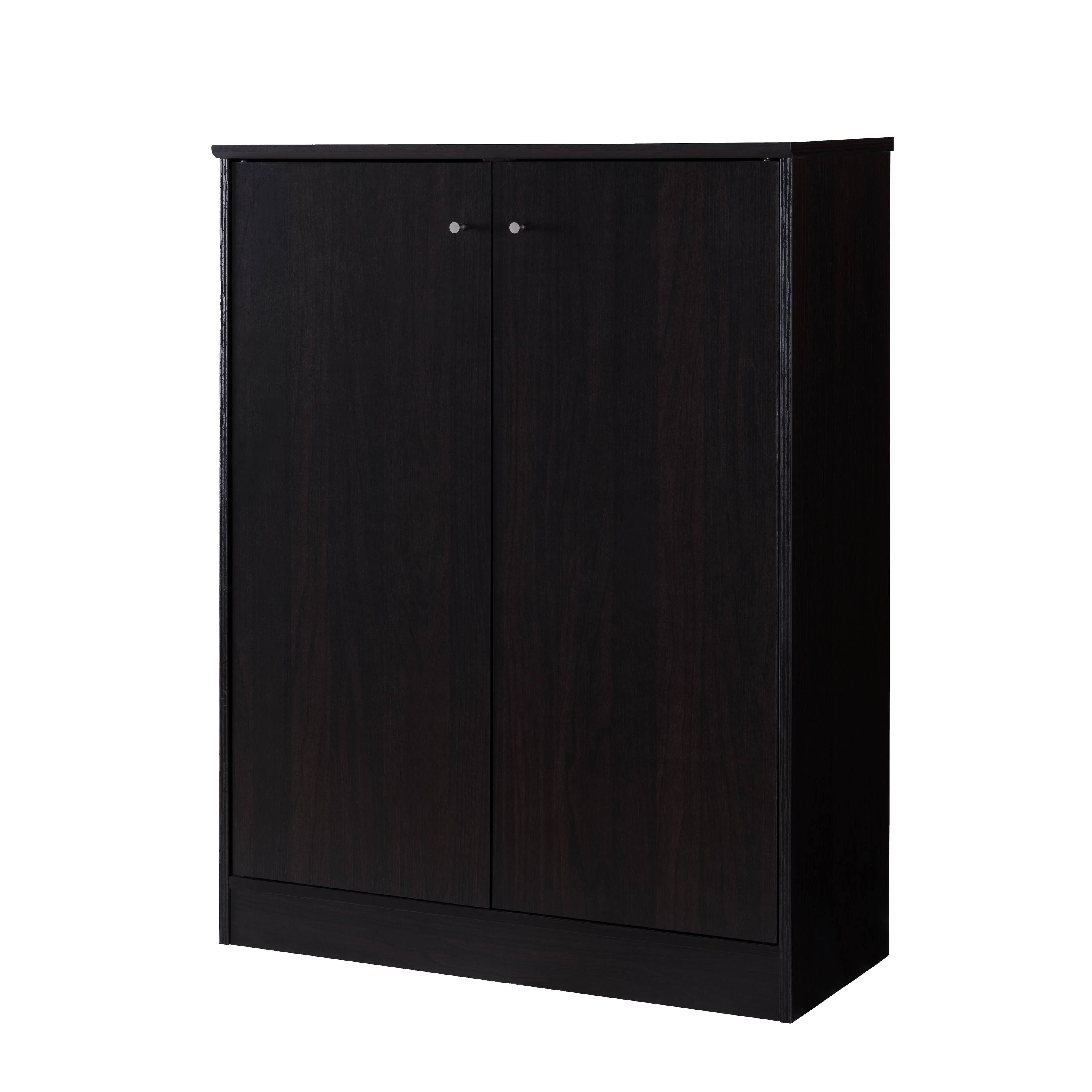 Left. TinyHomie - Shoe/Storage Cabinet with Two Doors Five Shelves - Dark - Espresso.