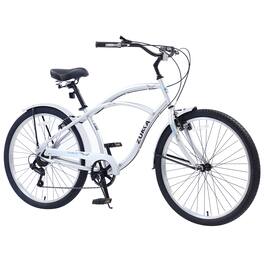 APRILSOUL - Men's 26 Inch Beach Cruiser Bike 7 Speed Multi Colors - Silver