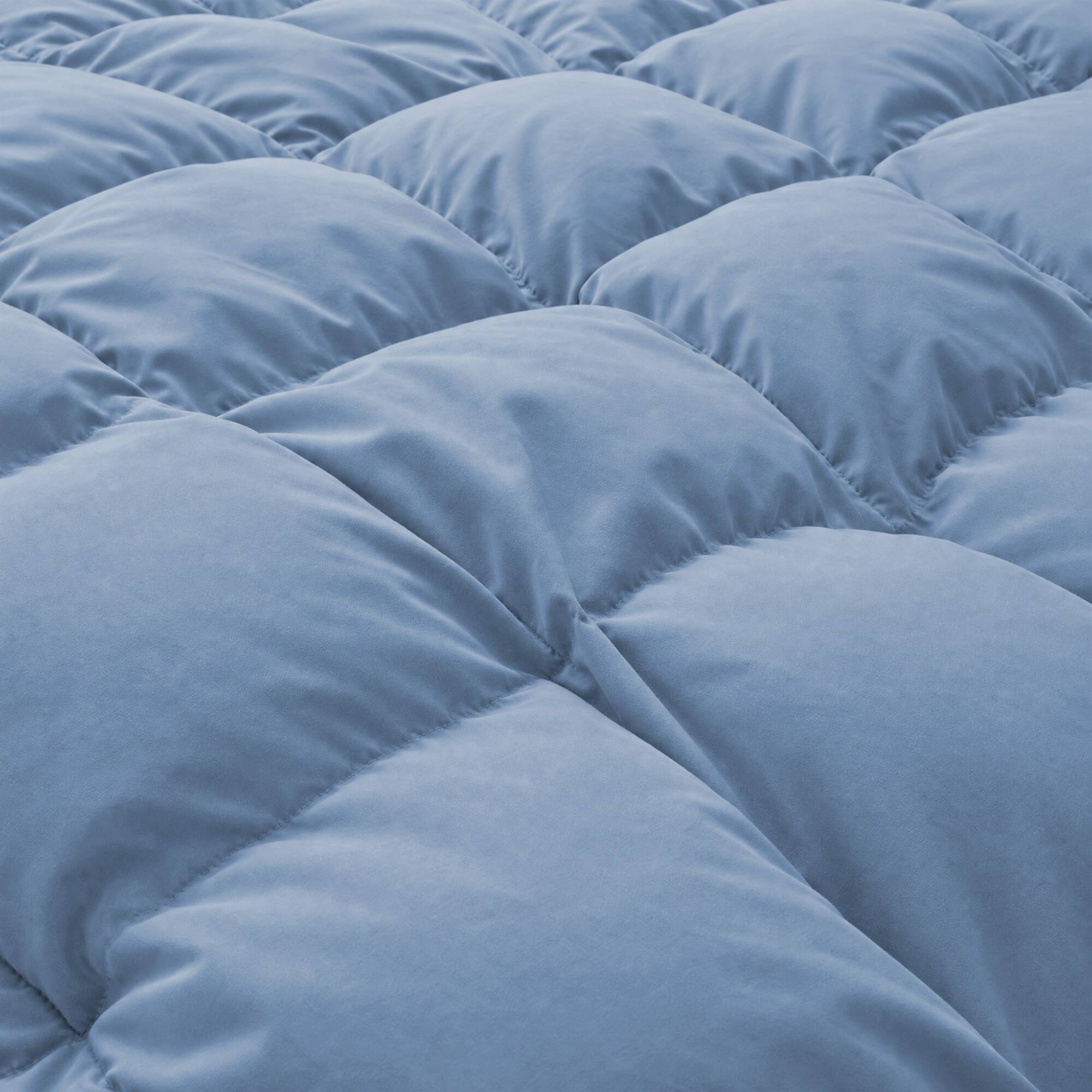 Back. Peace Nest - Peace Nest White Goose Down Feather Fiber Comforter Duvet Insert, Blue, King - Blue.