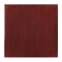 Emma + Oliver - 24" Square High-Gloss Resin Table Top with 2" Thick Drop-Lip - Mahogany