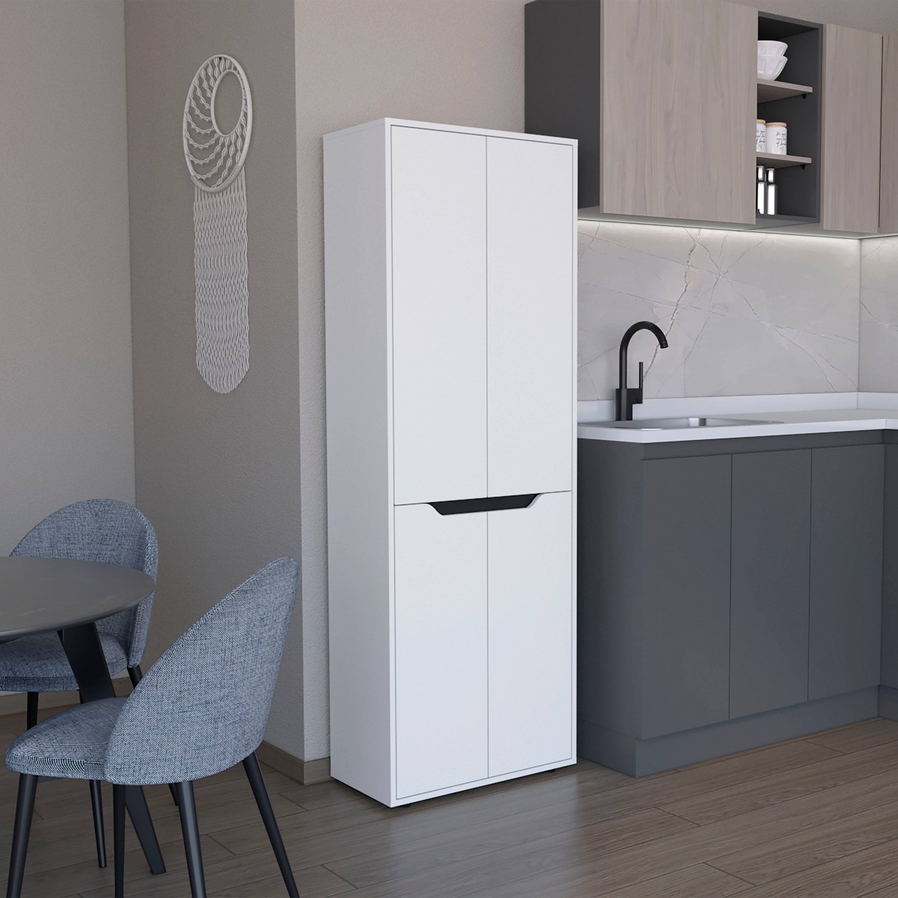 TuHome - Herrin Multistorage Kitchen Pantry - White/Black