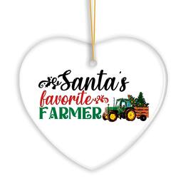 OrnamentallyYou - Santas Favorite Farmer Christmas Ornament Farm Themed Gift Heart Version - Multi-colored